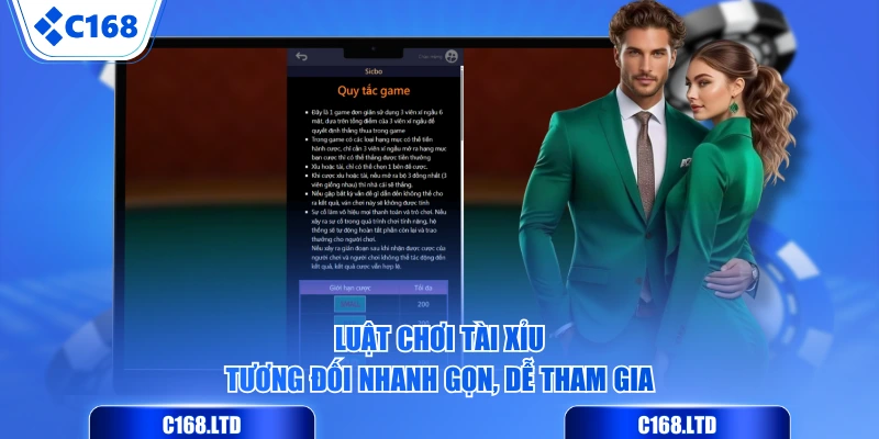 Luật chơi Tài Xỉu tương đối nhanh gọn, dễ tham gia